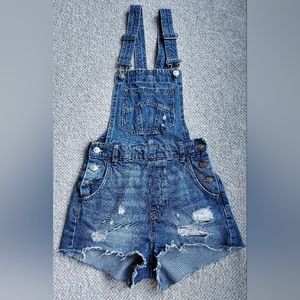 H&M 'Divided' Distressed Overalls Shorts